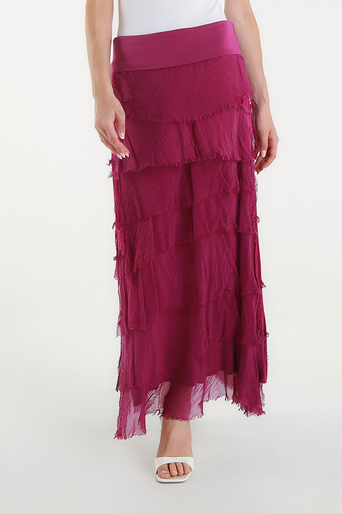 SL201 520 Orchid Elisa Silk Ruffle Skirt