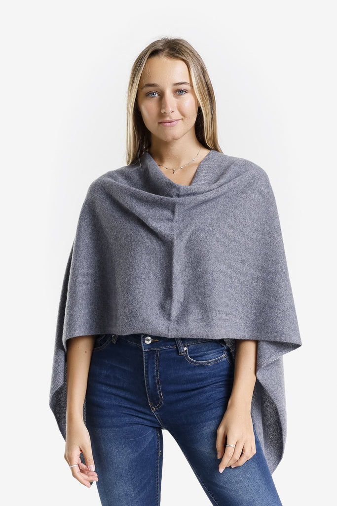 SWE06 040 Medium Gray 100% Italian Crafted Cashmere Ruana-1