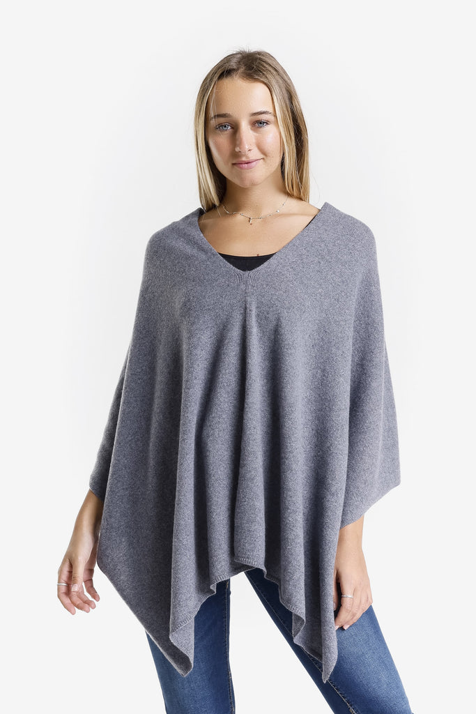 SWE06 040 Medium Gray 100% Italian Crafted Cashmere Ruana-2