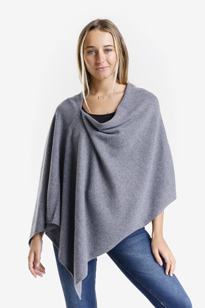 SWE06 040 Medium Gray 100% Italian Crafted Cashmere Ruana-4