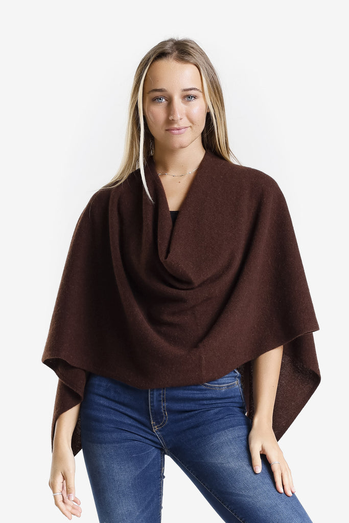 SWE06 203 Chocolate 100% Italian Crafted Cashmere Ruana-1