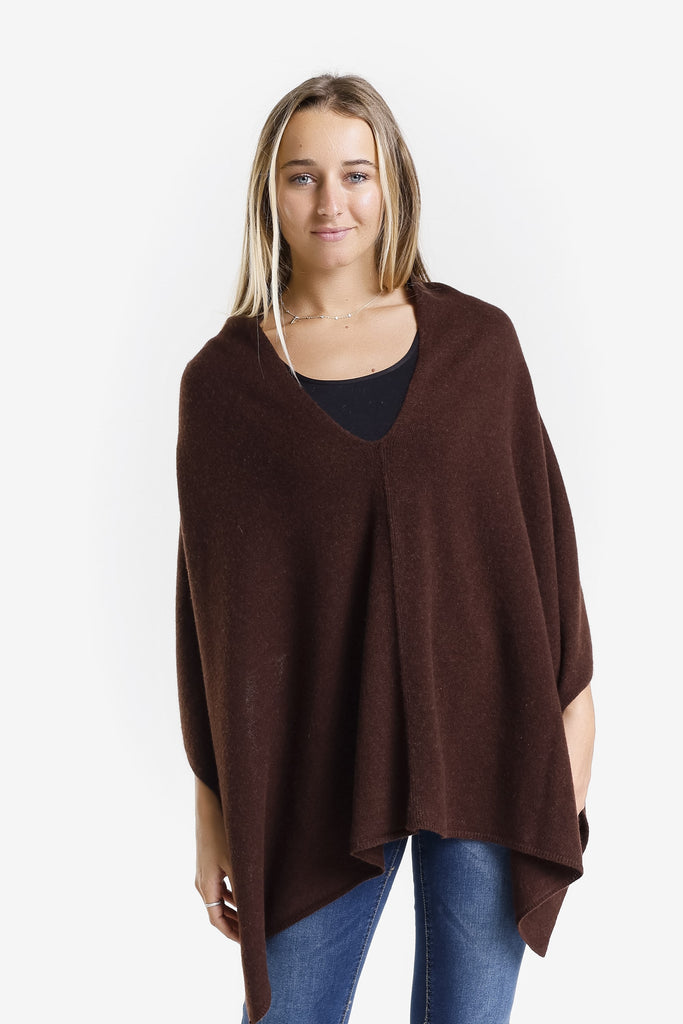 SWE06 203 Chocolate 100% Italian Crafted Cashmere Ruana-2