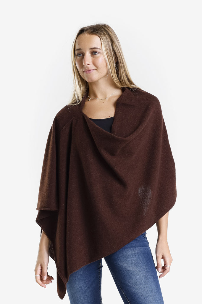 SWE06 203 Chocolate 100% Italian Crafted Cashmere Ruana-4