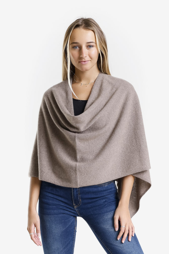 SWE06 210 Taupe 100% Italian Crafted Cashmere Ruana-1