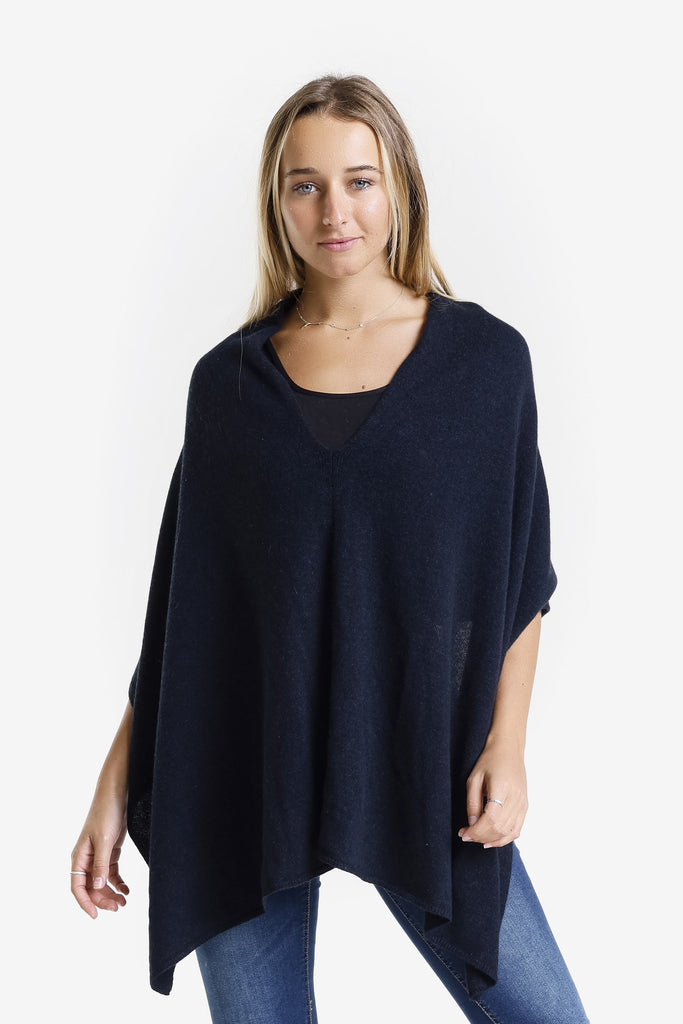 SWE06 409 Navy 100% Italian Crafted Cashmere Ruana-2