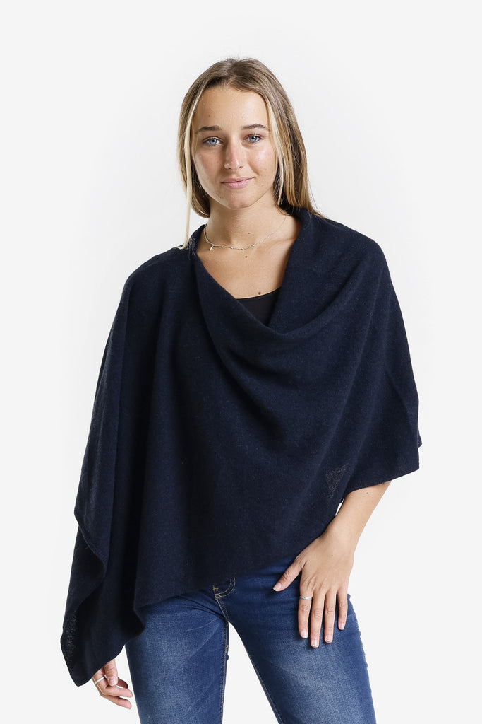 SWE06 409 Navy 100% Italian Crafted Cashmere Ruana-4