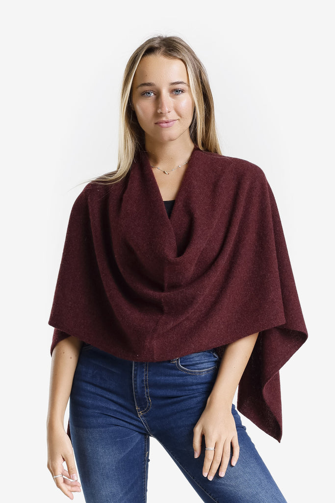 SWE06 503 Eggplant 100% Italian Crafted Cashmere Ruana-1