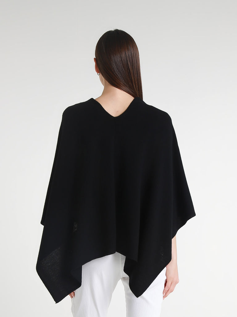SWE06 001 Black 100% Italian Crafted Cashmere Ruana