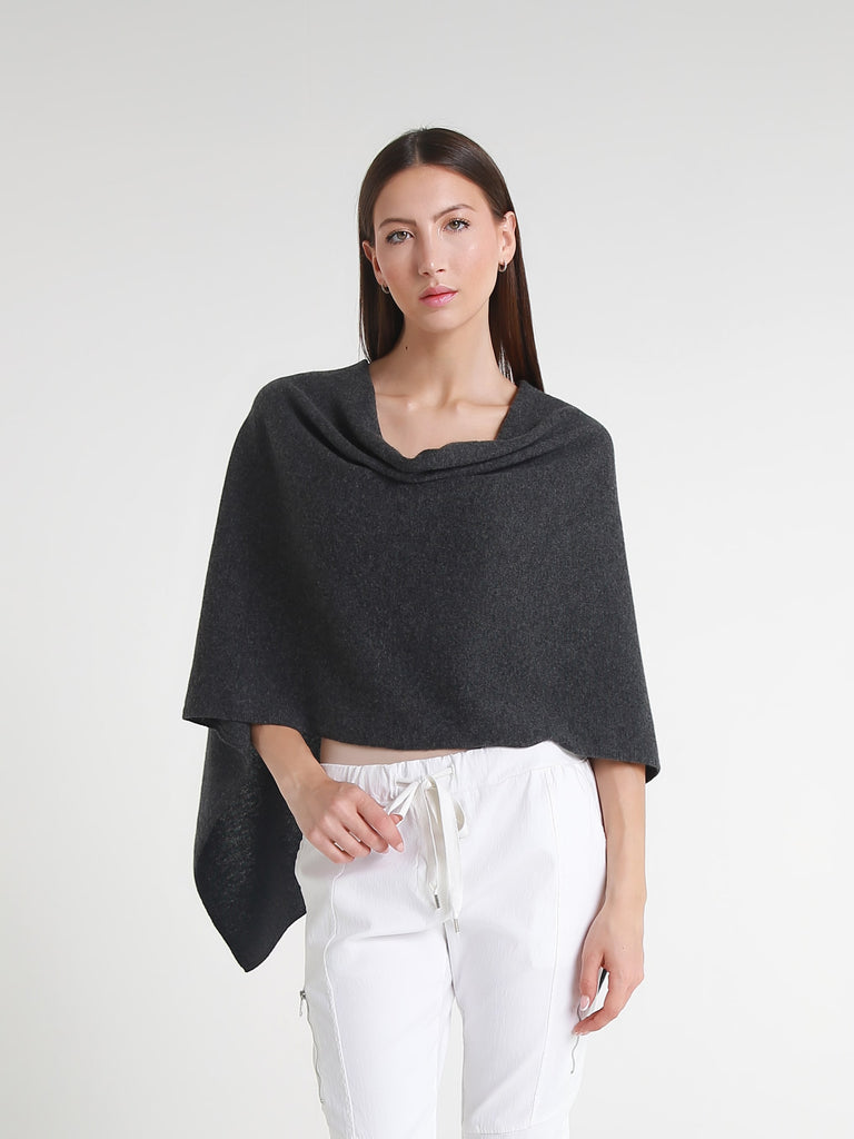 SWE06 033 Heather Charcoal 100% Italian Crafted Cashmere Ruana