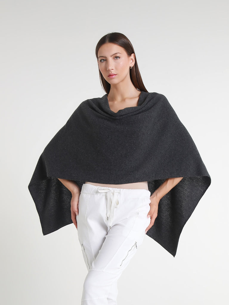 SWE06 033 Heather Charcoal 100% Italian Crafted Cashmere Ruana