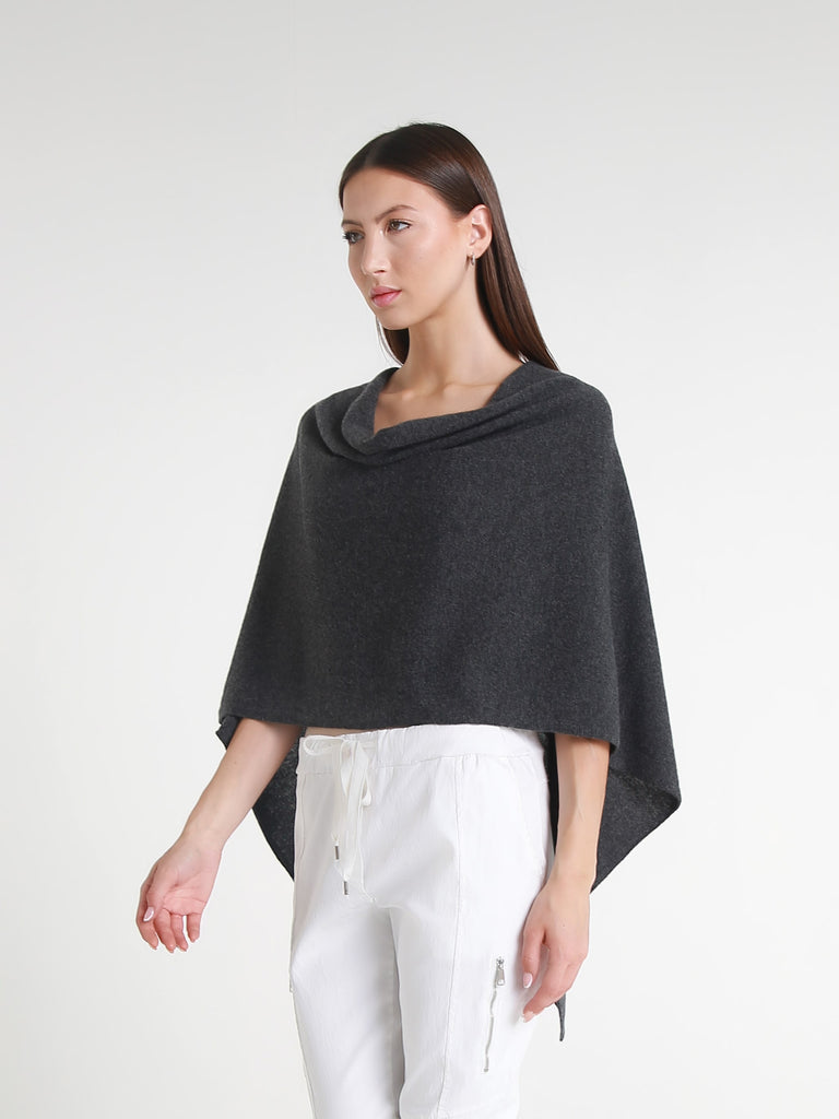 SWE06 033 Heather Charcoal 100% Italian Crafted Cashmere Ruana