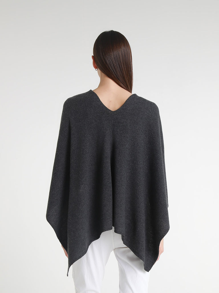 SWE06 033 Heather Charcoal 100% Italian Crafted Cashmere Ruana