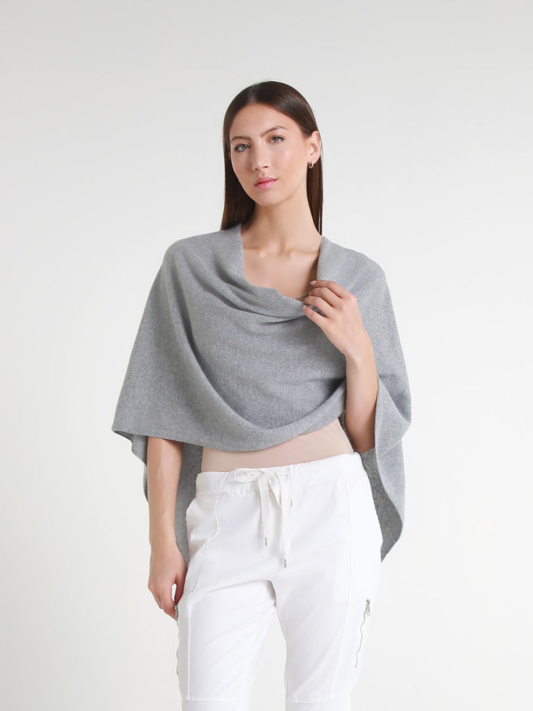 SWE06 161 Heather Pearl Gray 100% Italian Crafted Cashmere Ruana