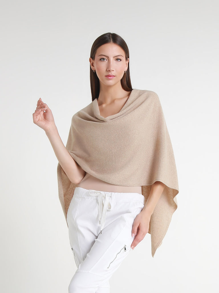 SWE06 261 Heather Bisque 100% Italian Crafted Cashmere Ruana