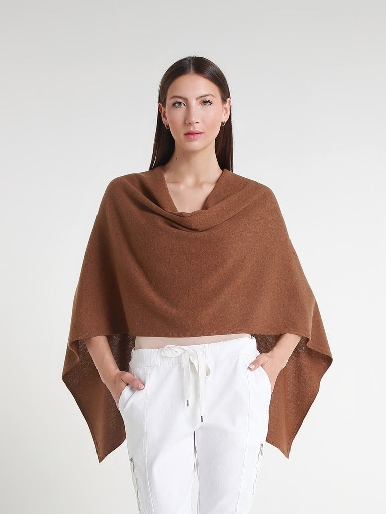 SWE06 923 Heather Tobacco 100% Italian Crafted Cashmere Ruana