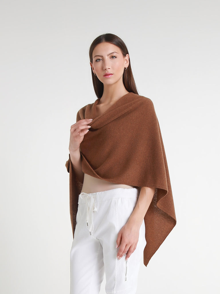SWE06 923 Heather Tobacco 100% Italian Crafted Cashmere Ruana