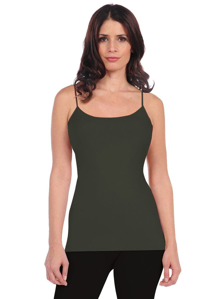 Lady's Solid Seamless Long Spaghetti Strap Long Camisole Top