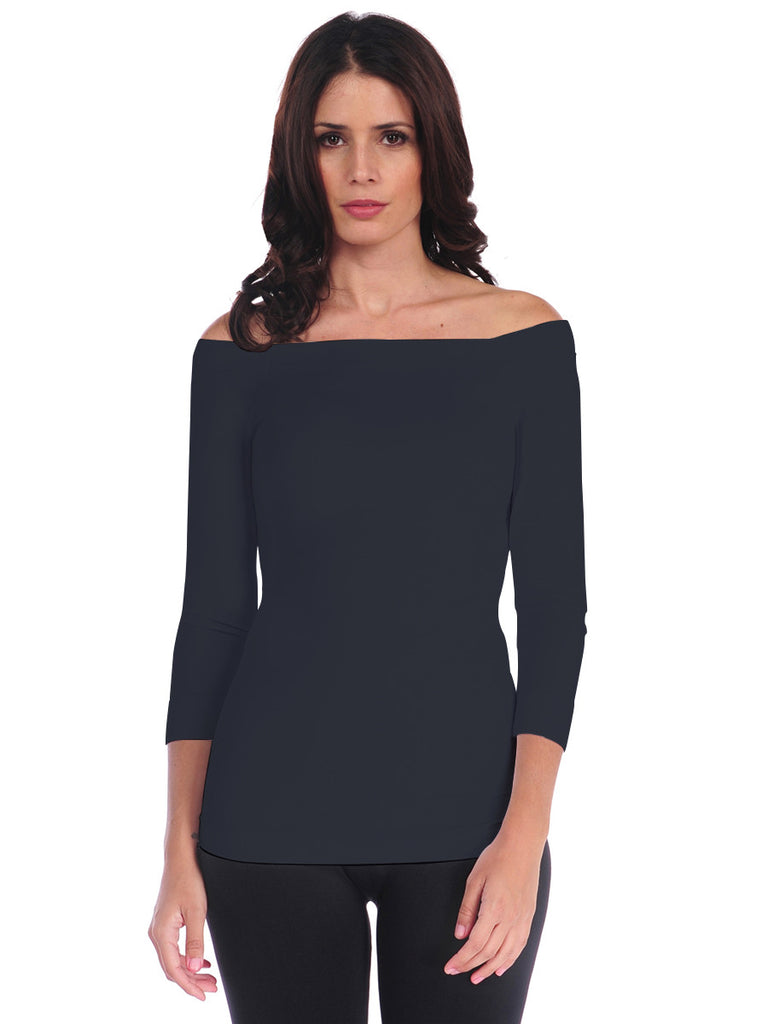 725OSQ-190 Charcoal 3/4 Sleeve Off Shoulder