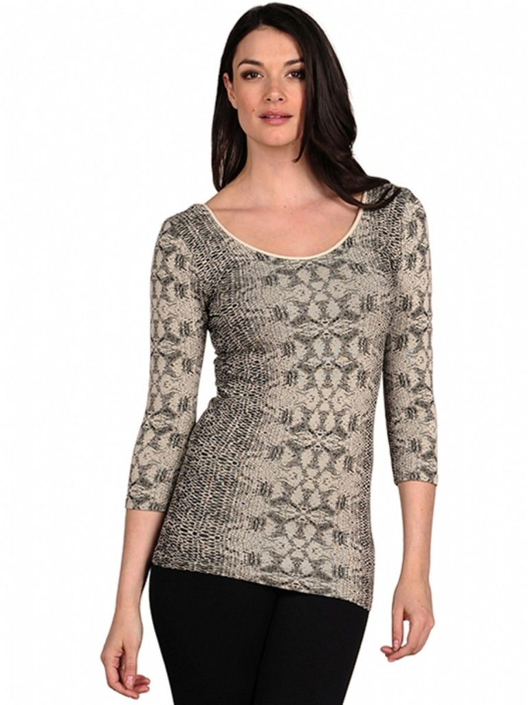 505SQ-410 Cream/Black Sorbtek Snake 3/4 Sleeve Top