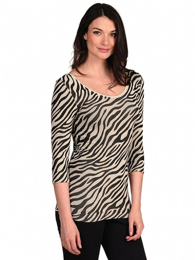 505SQ-412 Cream/Black Sorbtek Zebra 3/4 Sleeve Top