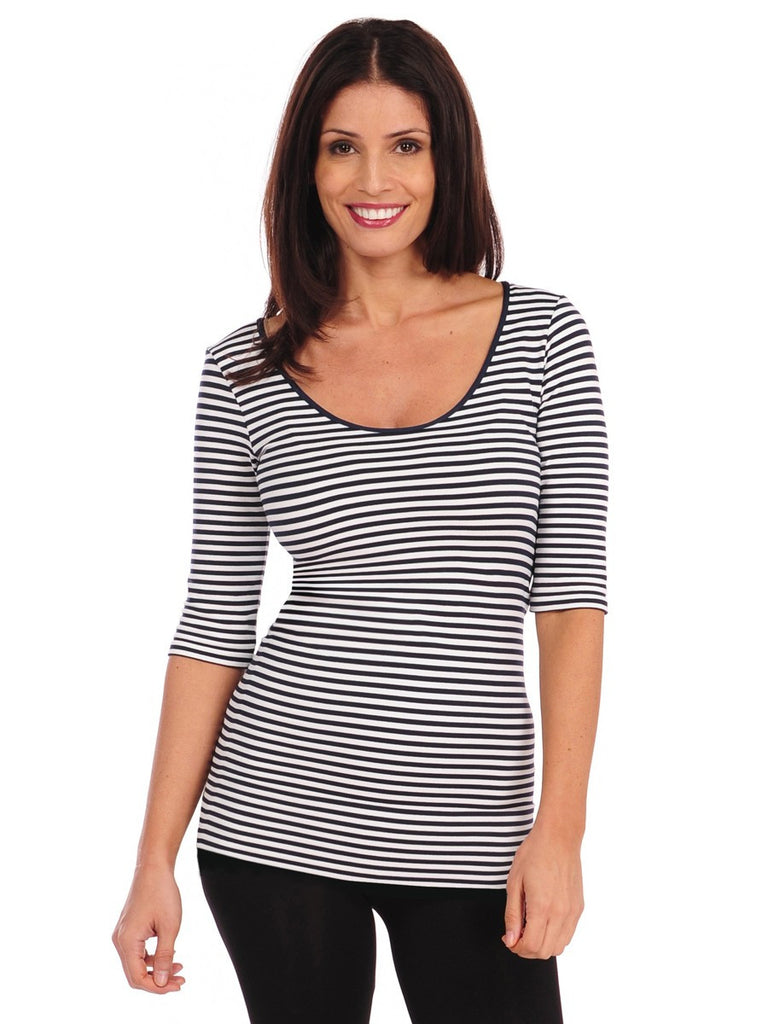 605MS-223 Black/White Micro Stripe Reversible Ballet Sleeve