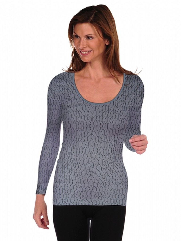 774UN-341 Tonal Taupe Boa Long Sleeve U Neck