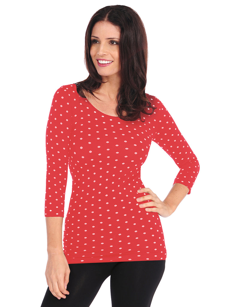 505PD-456 Coral Pin Dot 3/4 Sleeve