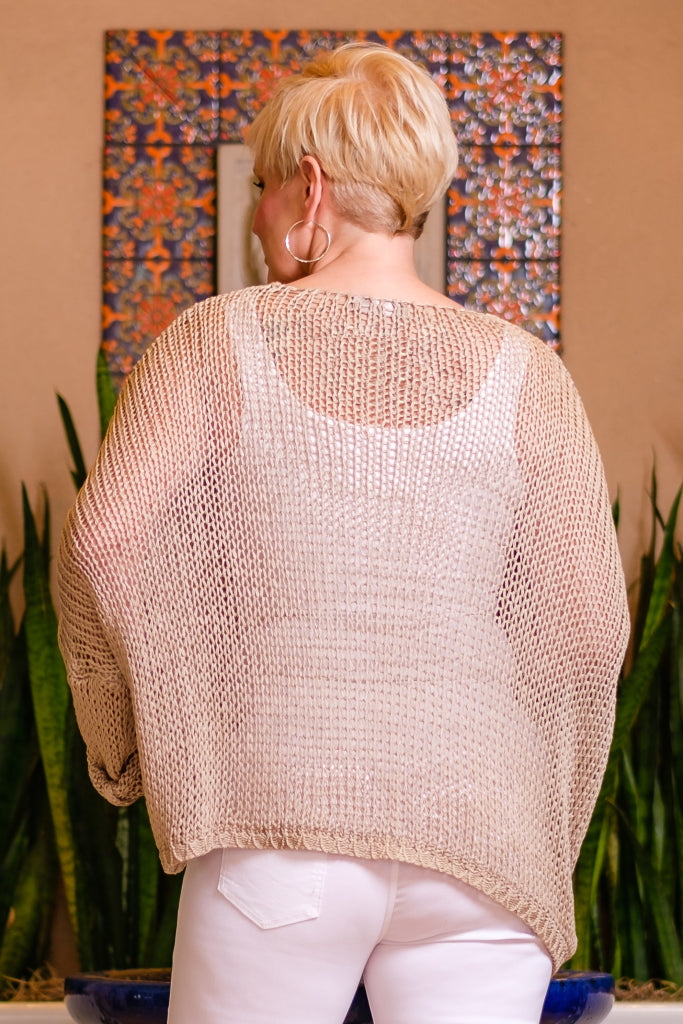 BLS143-109 Natural Adena Butterfly Open Knit Topper