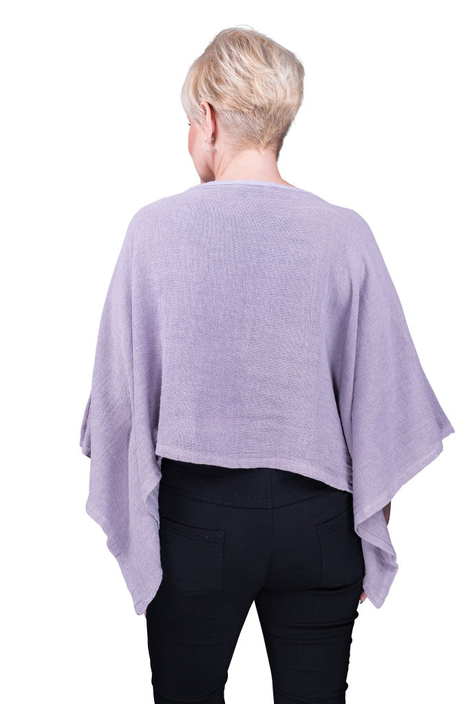 BQ147-535 Lilac Enzyme Brittany 3/4 Sleeve Butterfly Top