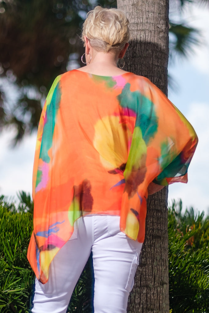 BQ201U-802 Tangerine Sofia Sunrise Silk Kaftan