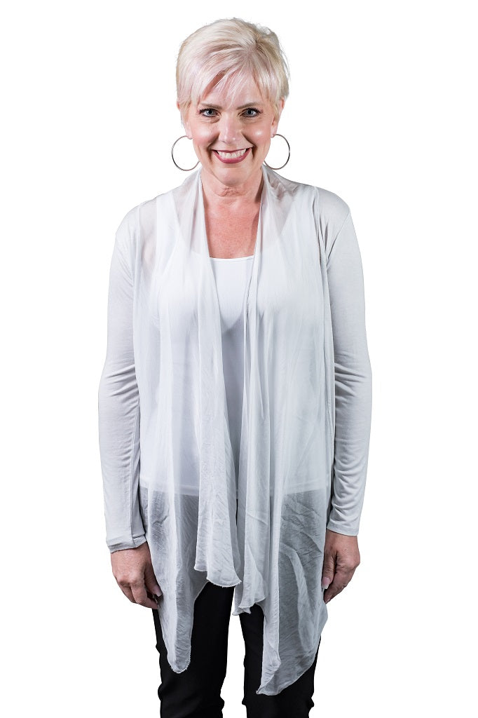 CLS201-150 Pearl Carla Long Sleeve Open Cardi with Silk Trim