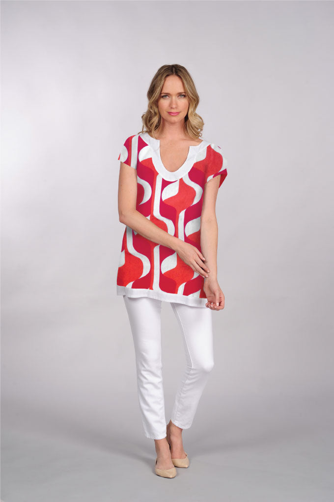 CSTUN02-845 Pucci Coral/White/Peony Grace Cap Sleeve Tunic