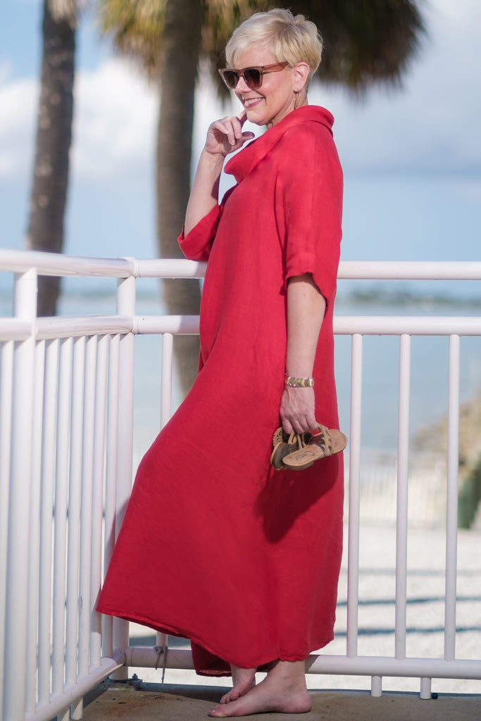 Mara Cowl Neck Linen Maxi Dress (DQ103) 150 Pearl / One Size Mara Cowl Neck Linen Maxi Dress (DQ103) 150 Pearl / One Size
