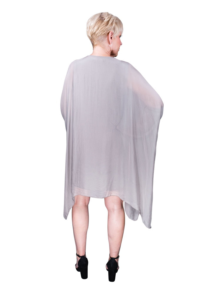 DQ202-210 Taupe Alessia 3/4 Slv Silk Kaftan Dress