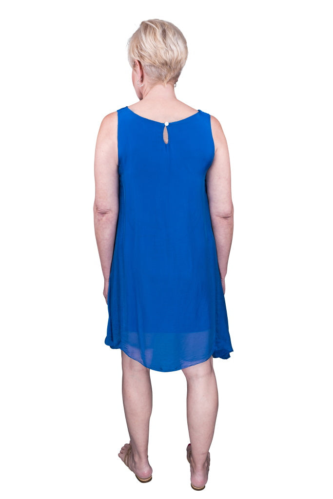 DT209-407 Royal Blue Adelyn Silk A-Line Dress