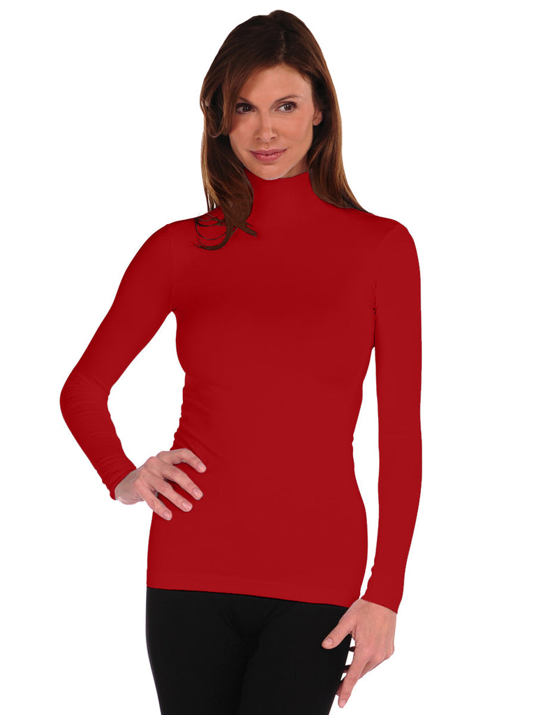 800MN-151 Fire Engine Red Long Sleeve Mock Neck