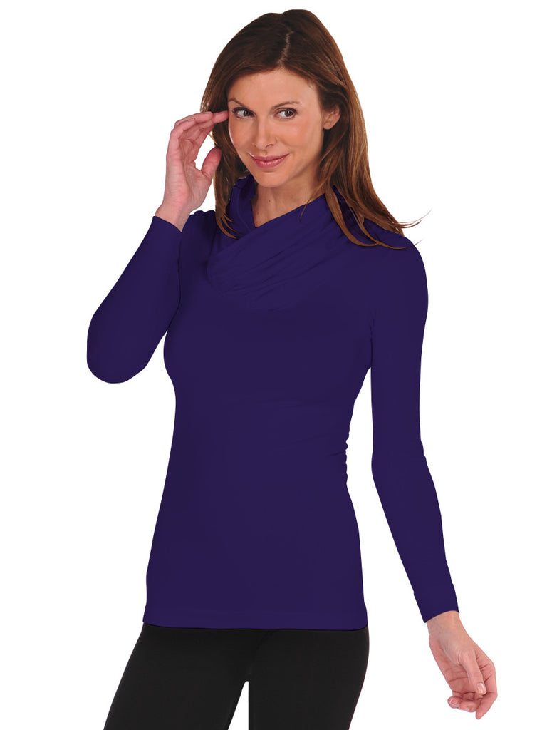 900CW-155 Mulberry Long Sleeve Cowl Neck