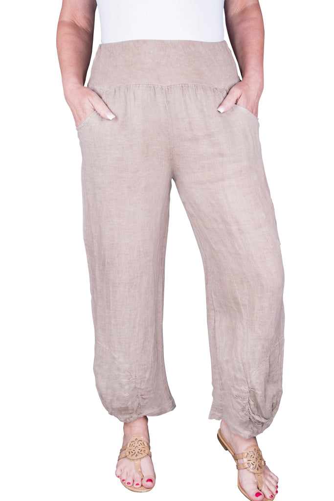 PL112-241 Taupe Enzyme Judith Linen Pant