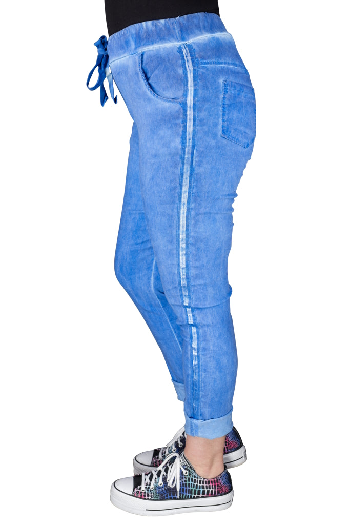 PL136-460 Royal Blue Kendyl Satin Tuxedo Stripe Pant