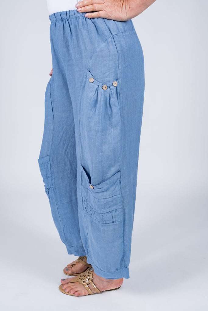 PL171-427 Jeans Mary Dbl Pocket Linen Pant w/ Buttons