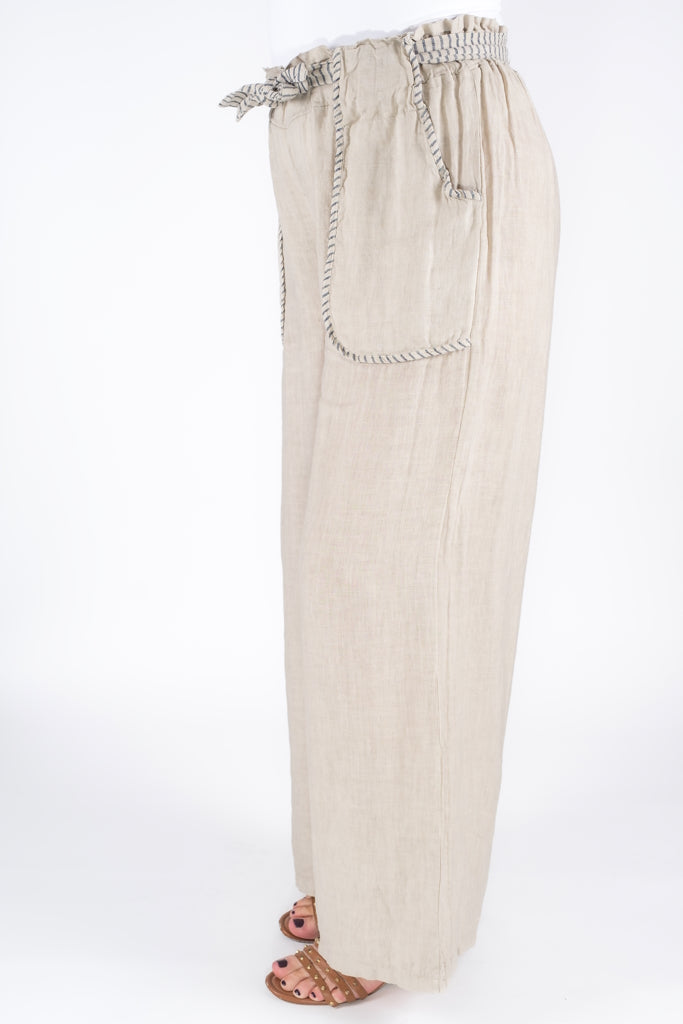 PL180-250 Beige Cordelia Sailor Linen Pant