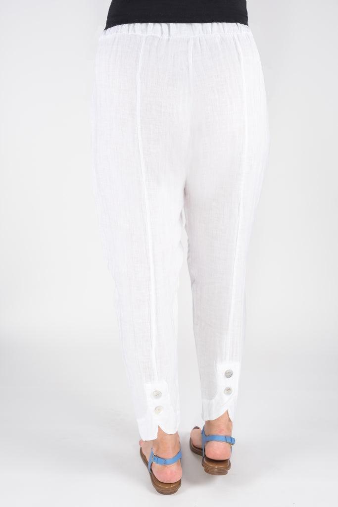 PL184-100 White Erica Tulip Bottom Linen Pant