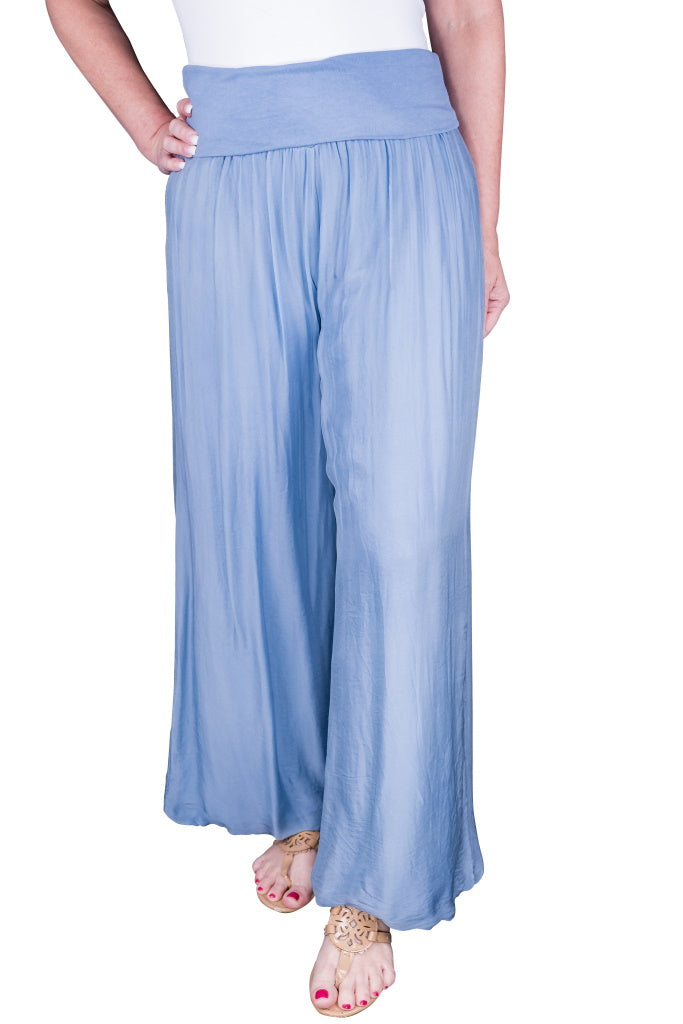 PL203-427 Jeans Mercedes Silk Pant with Foldover Waist