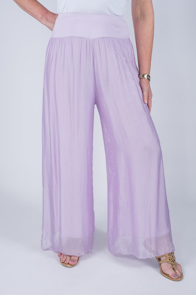 PL206-534 Lilac Eva Silk Side Slit Pant