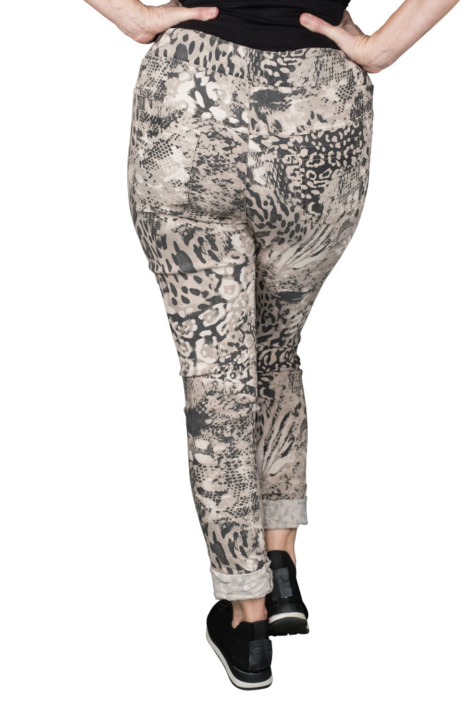 PL703A-250 Beige Carrie Multi Animal Print Pant