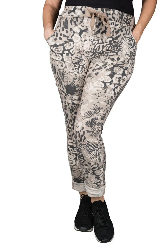 PL703A-250 Beige Carrie Multi Animal Print Pant