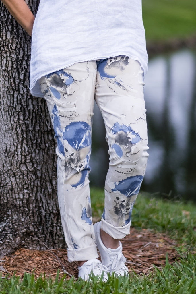 PL705F-250 Beige Jacee Abstract Floral Pant