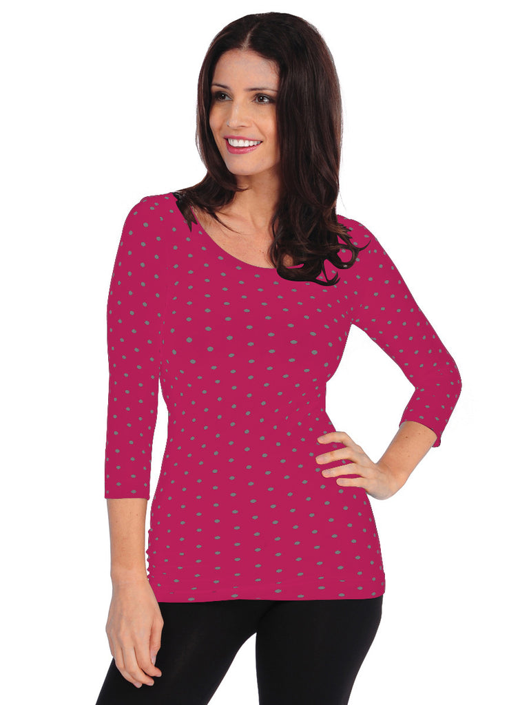 505PD-453 Hibiscus Pin Dot 3/4 Sleeve