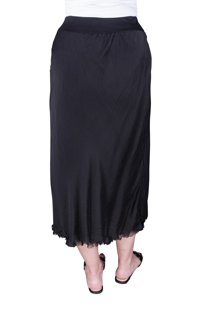 SL205-001 Black Anna Silk Cha Cha Skirt