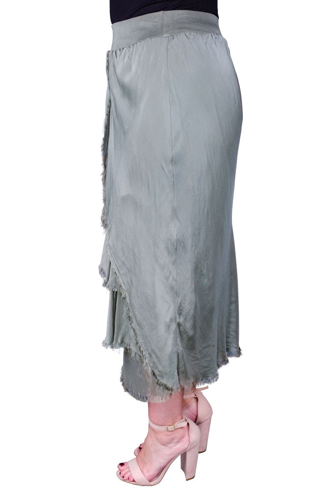 SL205-303 Army Anna Silk Cha Cha Skirt